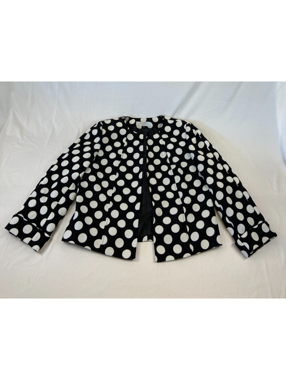 Womens Tahari Polka Dot Dress Jacket Size 12P Petite Elegant Shoulder Pads OSFM